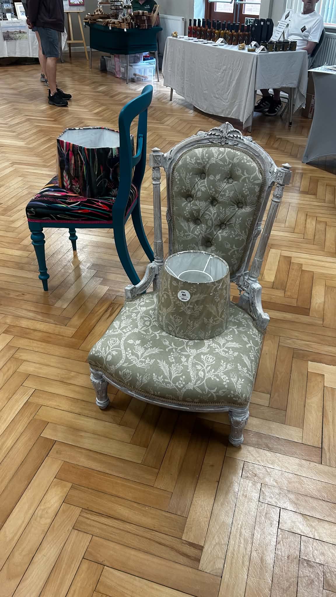 Antique Button-Back Chair – Green Upholstery