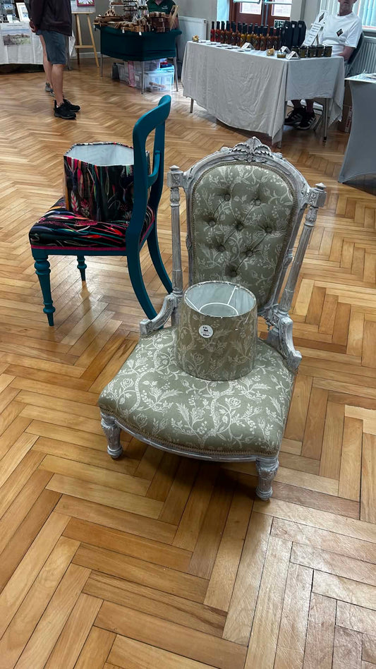 Antique Button-Back Chair – Green Upholstery